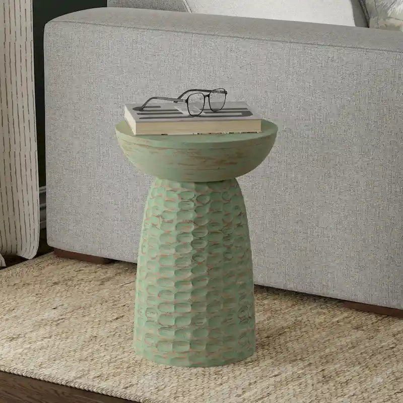 Solid Hardwood Sculptural Accent Side Table – Fully Assembled