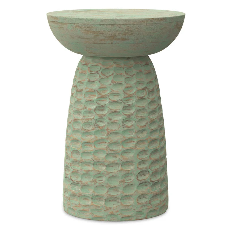 Solid Hardwood Sculptural Accent Side Table – Fully Assembled
