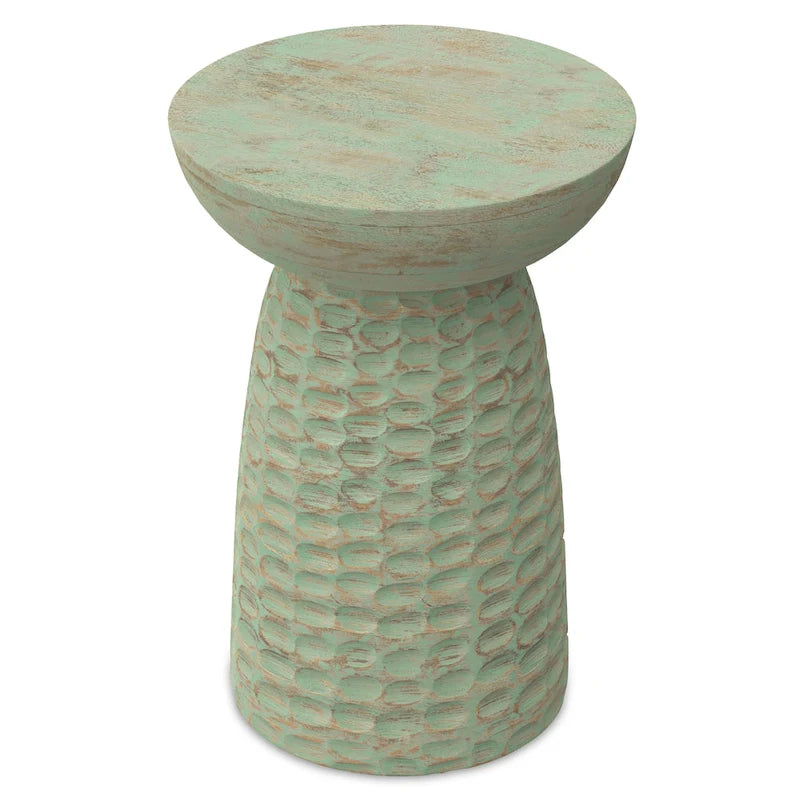 Solid Hardwood Sculptural Accent Side Table – Fully Assembled