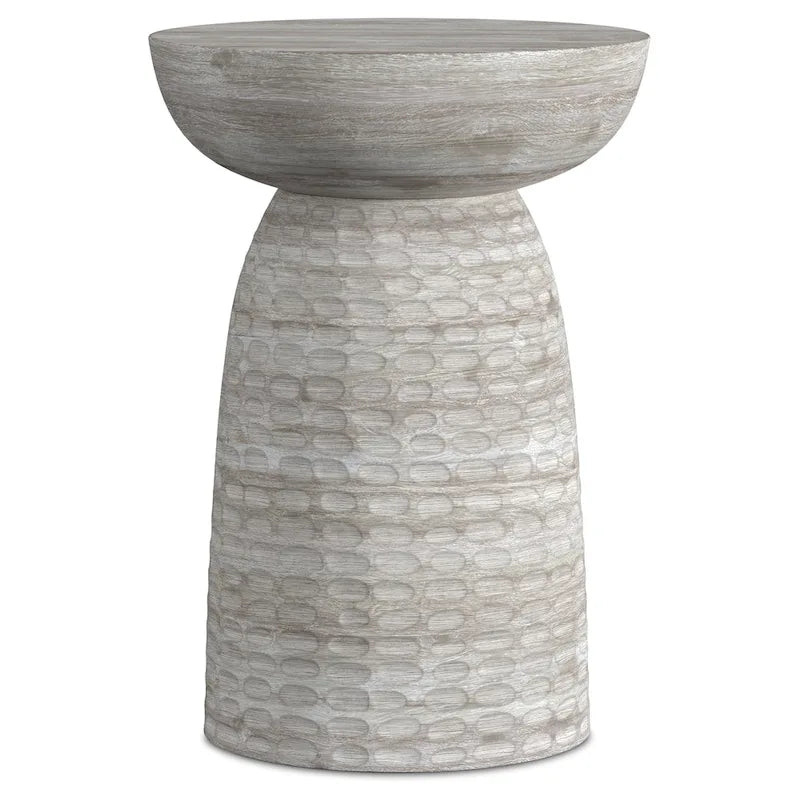 Solid Hardwood Sculptural Accent Side Table – Fully Assembled