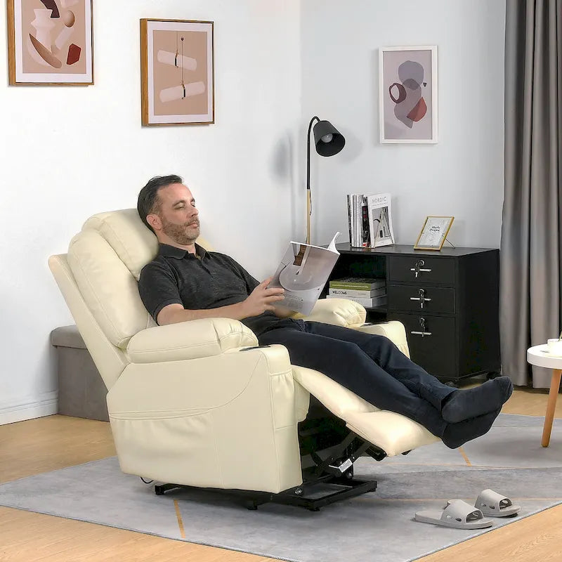 Power Lift Recliner Chair with Massage, Heat & Extended Footrest