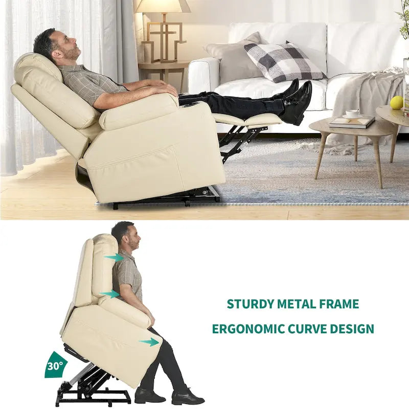 Power Lift Recliner Chair with Massage, Heat & Extended Footrest