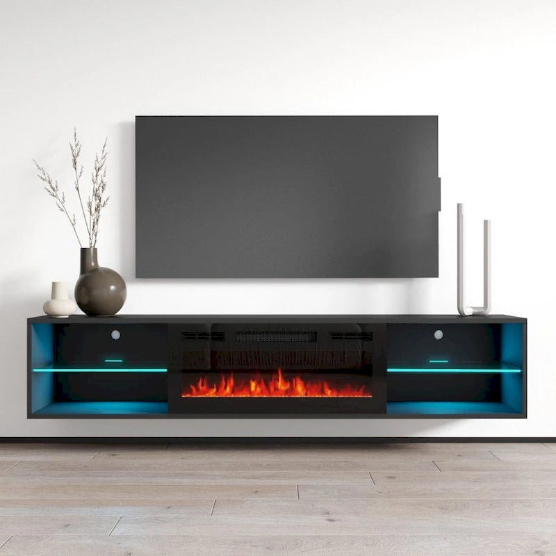 Wandmontierter elektrischer Kamin-TV-Ständer mit Fernbedienung