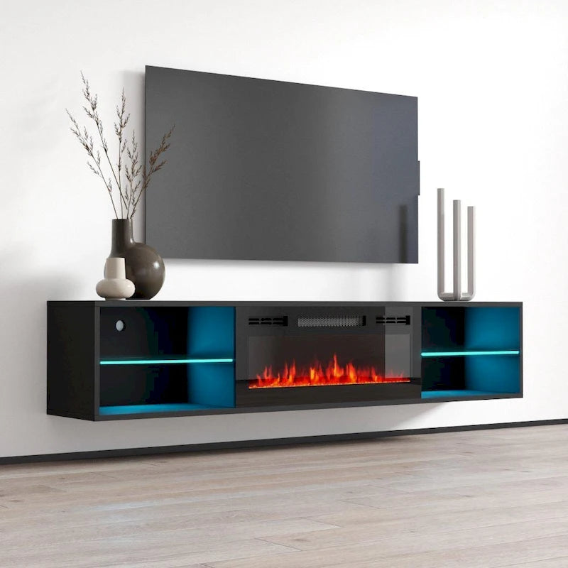 Wall Mounted Electric Fireplace TV Stand with Remote Control