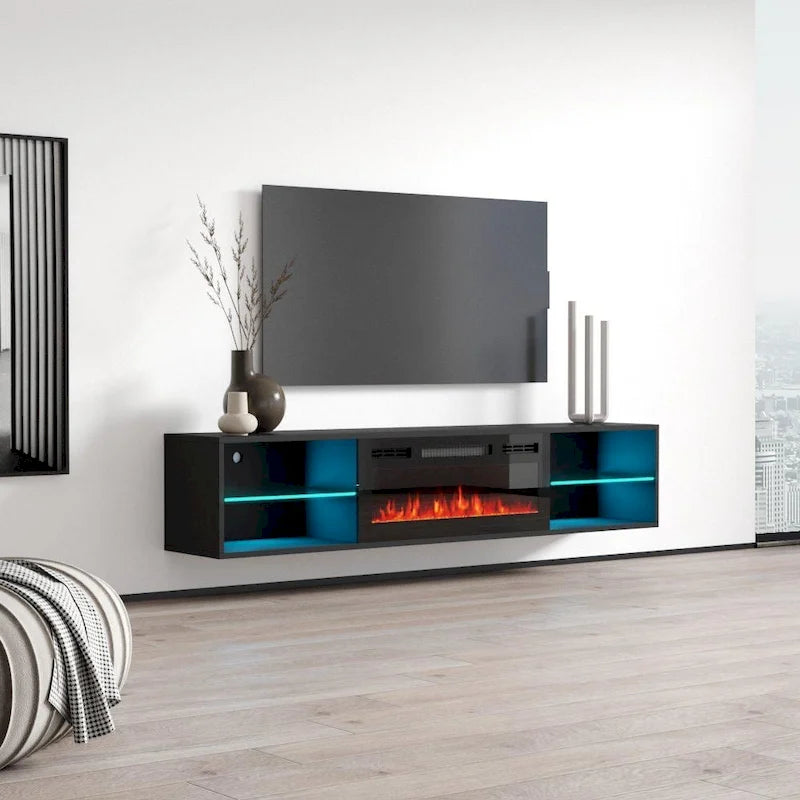 Wandmontierter elektrischer Kamin-TV-Ständer mit Fernbedienung