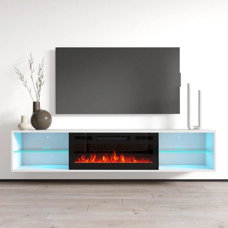 Wandmontierter elektrischer Kamin-TV-Ständer mit Fernbedienung