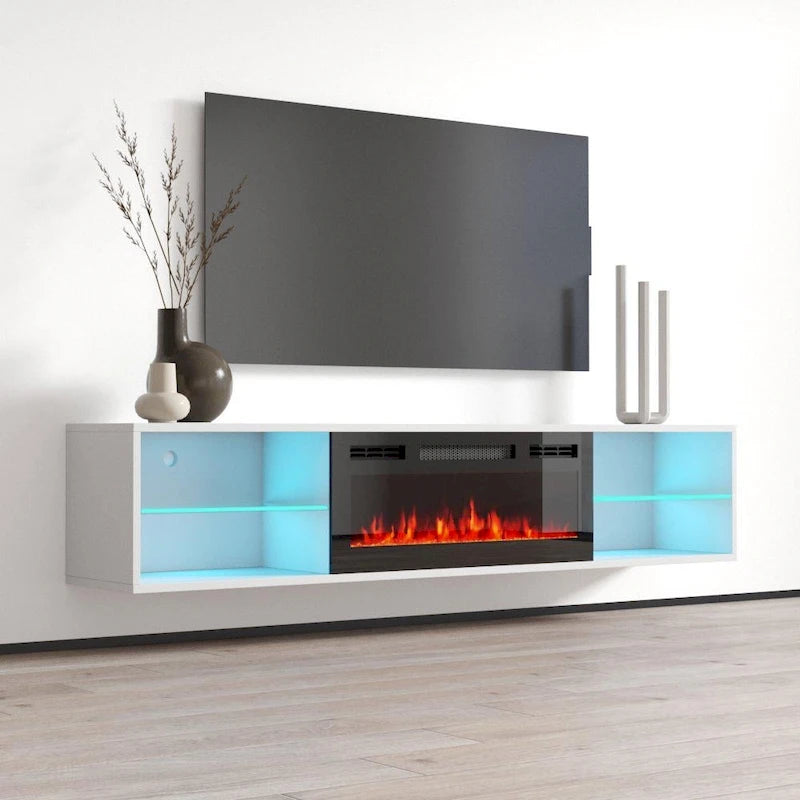 Wandmontierter elektrischer Kamin-TV-Ständer mit Fernbedienung