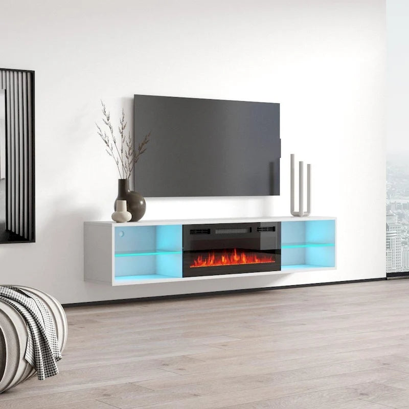 Wandmontierter elektrischer Kamin-TV-Ständer mit Fernbedienung