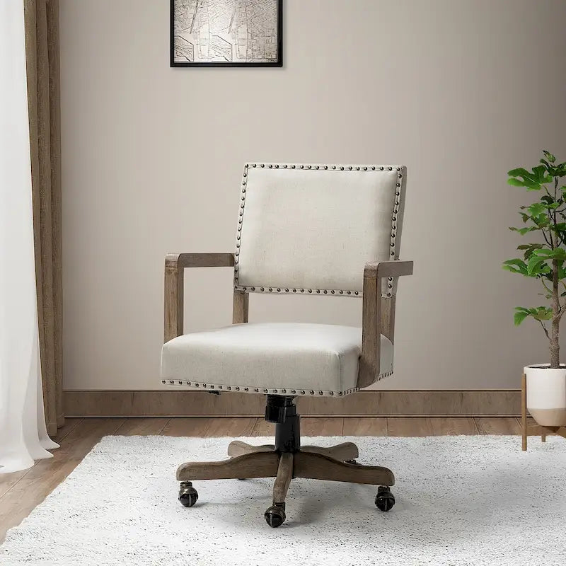 Mid-Back Swivel Task Chair with Nailhead Trim & Height Adjustment