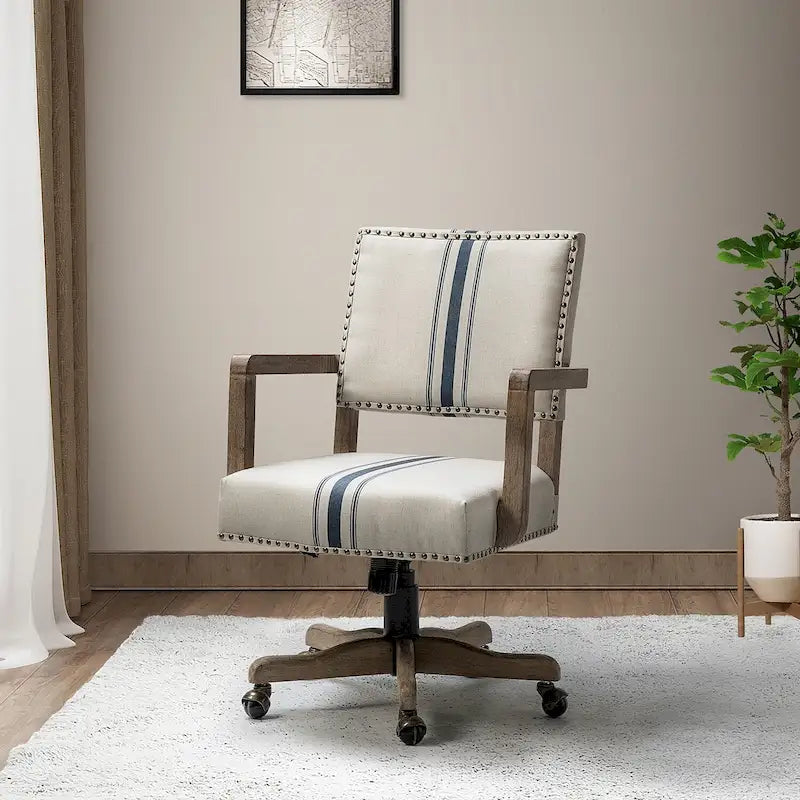 Mid-Back Swivel Task Chair with Nailhead Trim & Height Adjustment