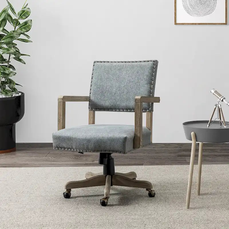 Mid-Back Swivel Task Chair with Nailhead Trim & Height Adjustment