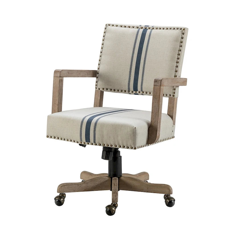 Mid-Back Swivel Task Chair with Nailhead Trim & Height Adjustment