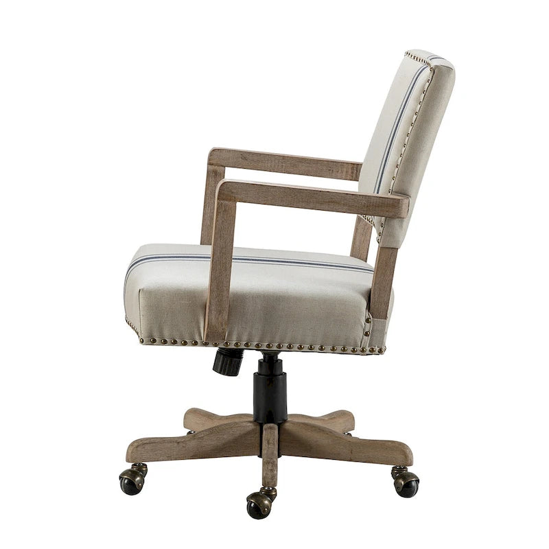 Mid-Back Swivel Task Chair with Nailhead Trim & Height Adjustment