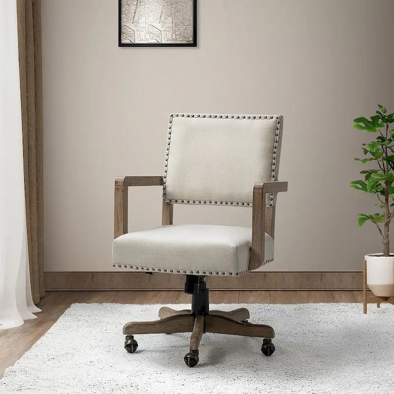 Mid-Back Swivel Task Chair with Nailhead Trim & Height Adjustment