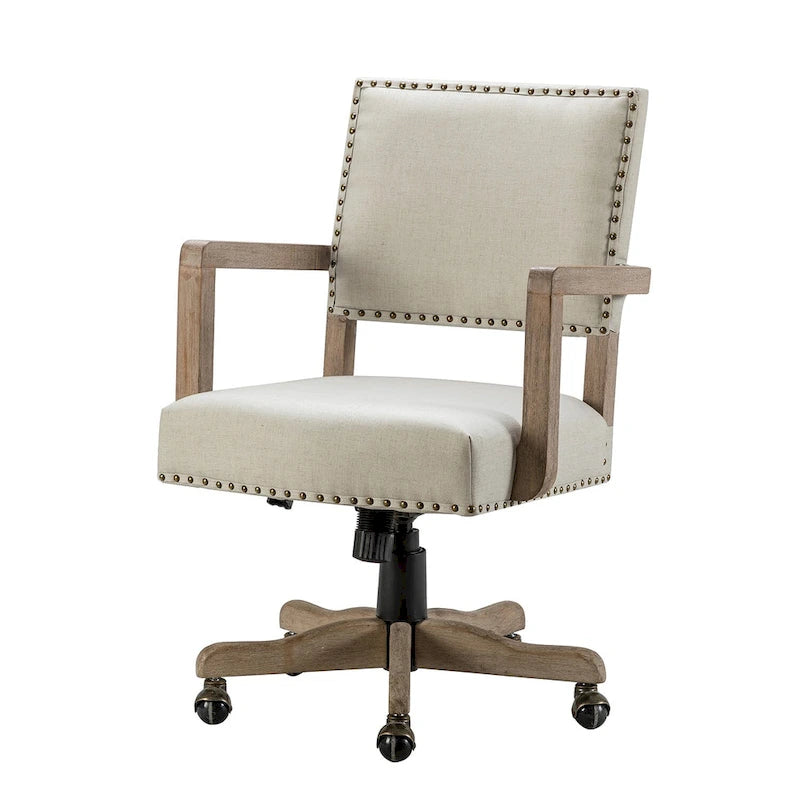 Mid-Back Swivel Task Chair with Nailhead Trim & Height Adjustment