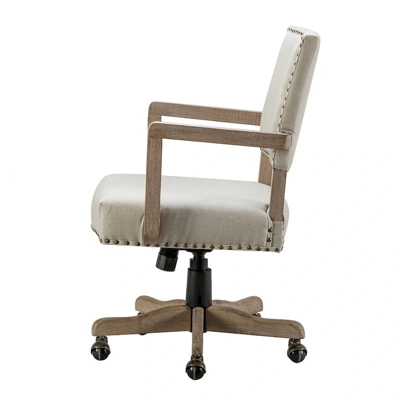 Mid-Back Swivel Task Chair with Nailhead Trim & Height Adjustment