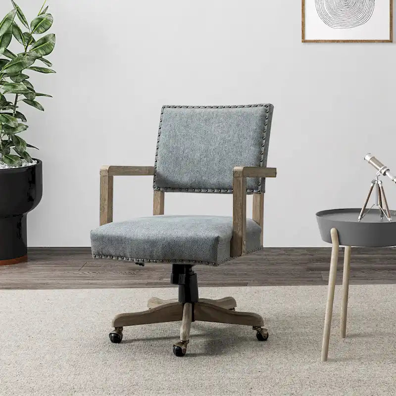 Mid-Back Swivel Task Chair with Nailhead Trim & Height Adjustment