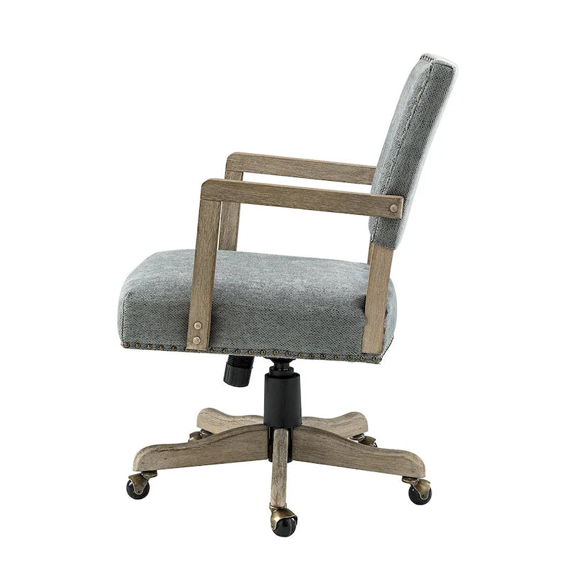 Mid-Back Swivel Task Chair with Nailhead Trim & Height Adjustment
