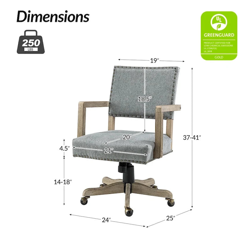 Mid-Back Swivel Task Chair with Nailhead Trim & Height Adjustment