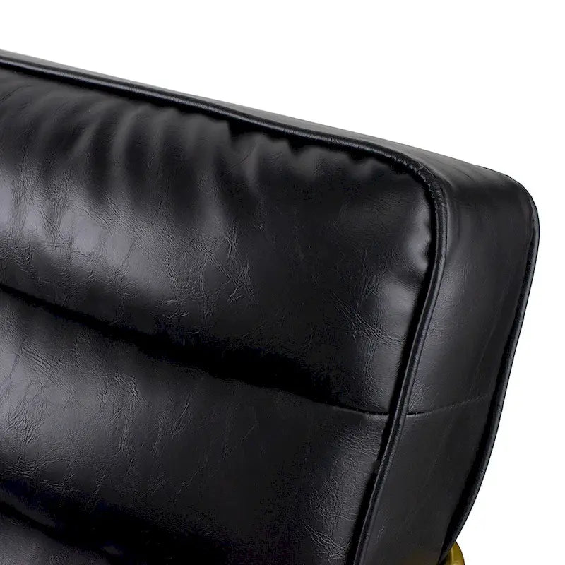 Black PU Leather Accent Arm Chair with Gold Iron Frame