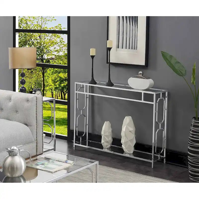 Convenience Concepts Omega Chrome Console Table with Shelf