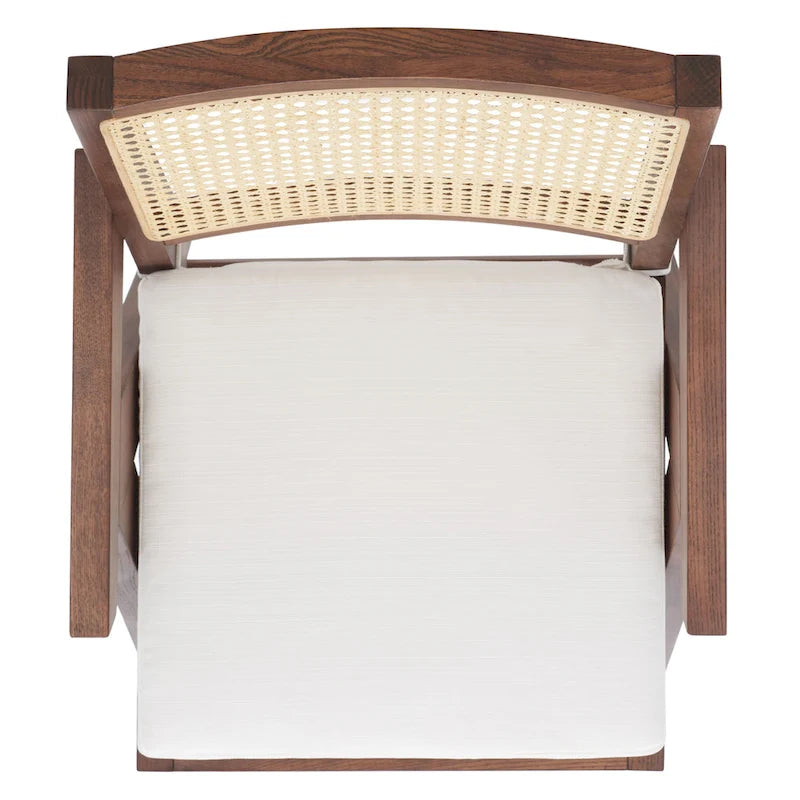Rattan Back Solid Ash Wood Arm Chair with Cushion