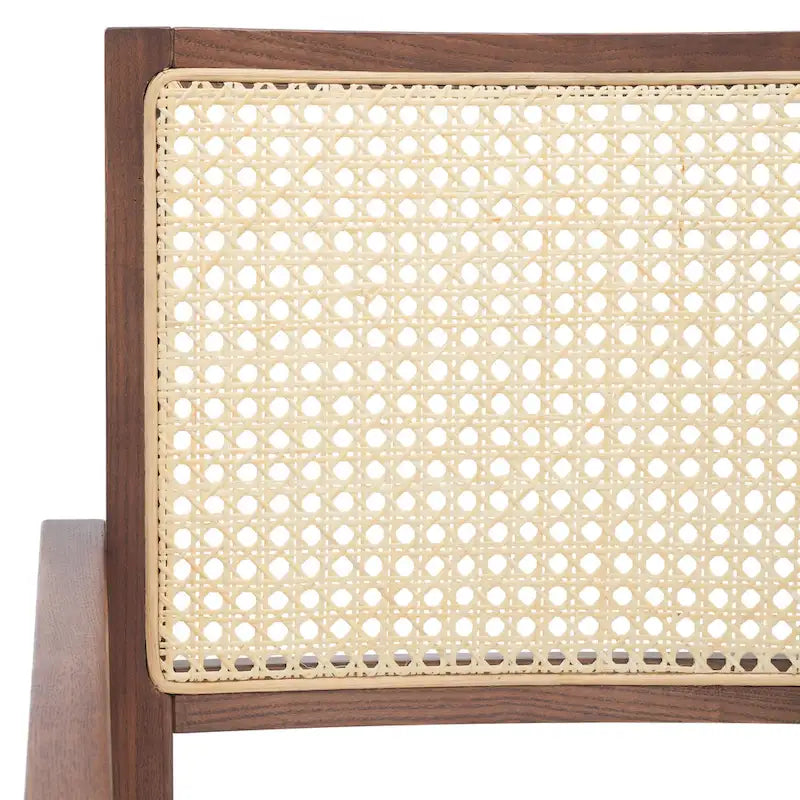 Rattan Back Solid Ash Wood Arm Chair with Cushion