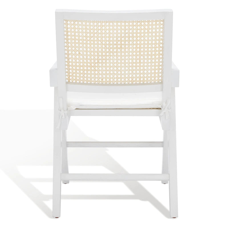 Rattan Back Solid Ash Wood Arm Chair with Cushion