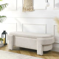 Linen Upholstered Storage Bench with Flip-Top Lid – 51.5"