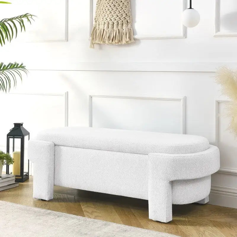 Linen Upholstered Storage Bench with Flip-Top Lid – 51.5"