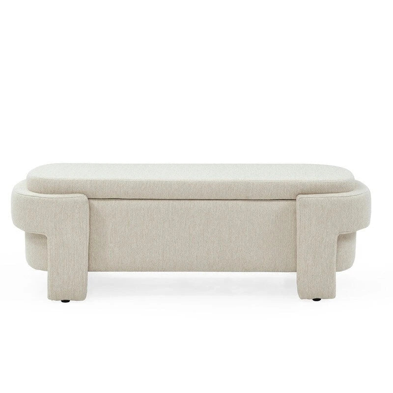 Linen Upholstered Storage Bench with Flip-Top Lid – 51.5"