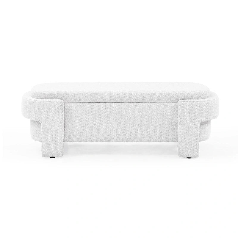 Linen Upholstered Storage Bench with Flip-Top Lid – 51.5"