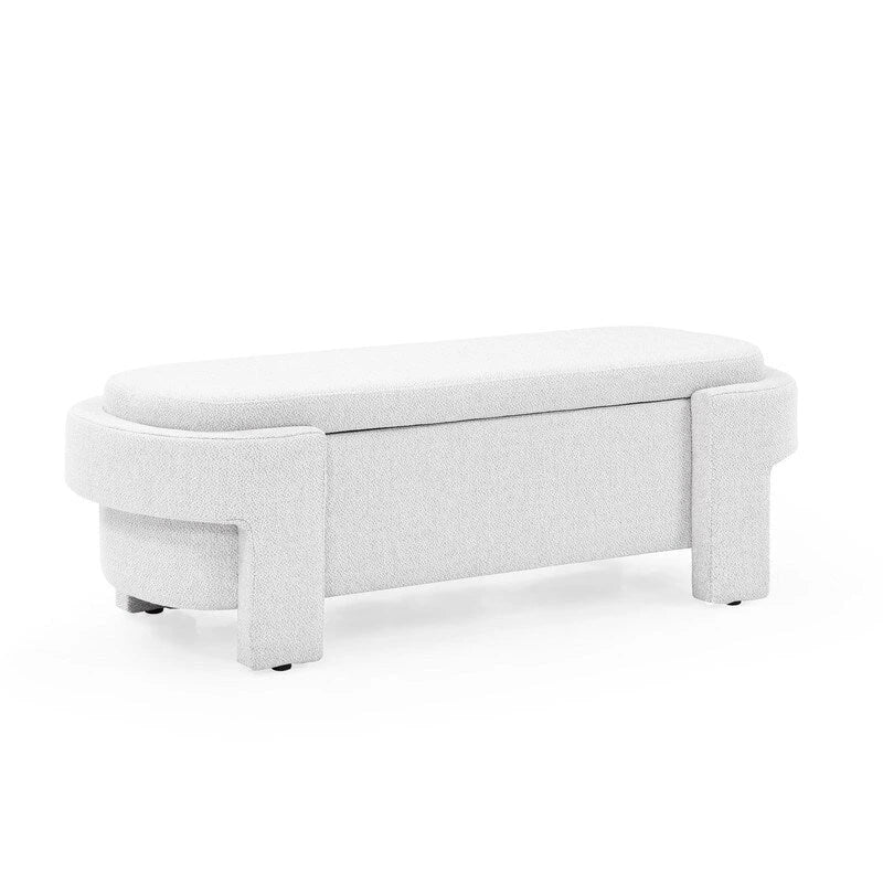 Linen Upholstered Storage Bench with Flip-Top Lid – 51.5"