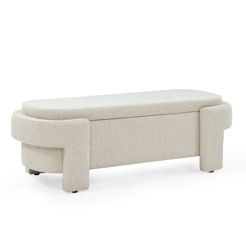 Linen Upholstered Storage Bench with Flip-Top Lid – 51.5"