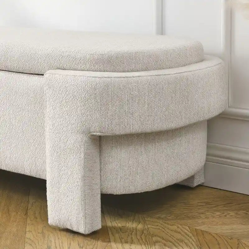 Linen Upholstered Storage Bench with Flip-Top Lid – 51.5"