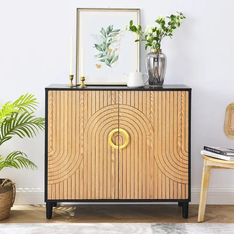 Modern Storage Cabinet with Doors & Adjustable Shelves
