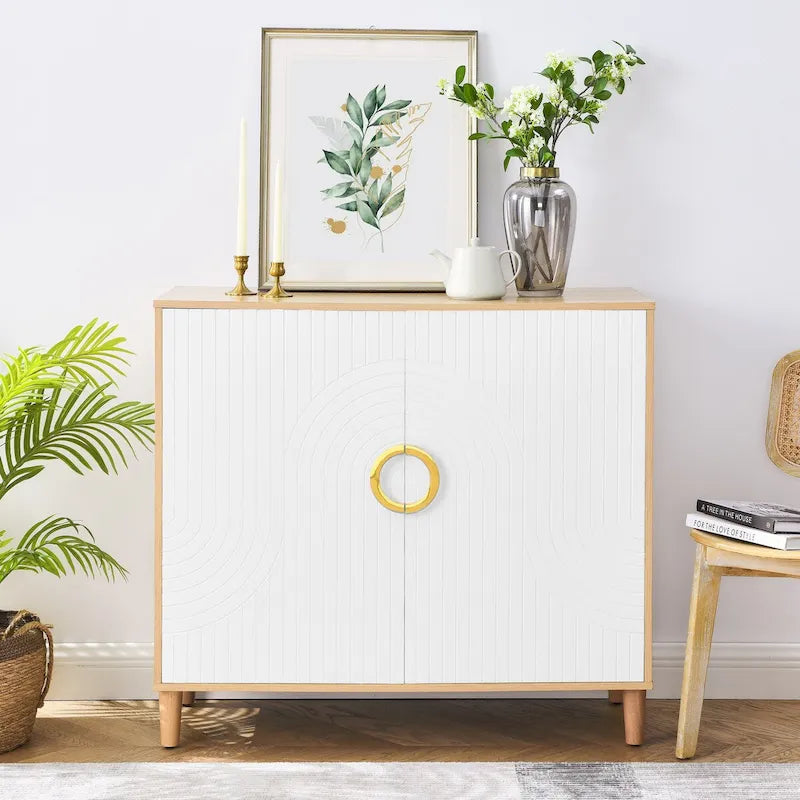 Modern Storage Cabinet with Doors & Adjustable Shelves