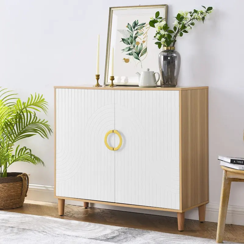 Modern Storage Cabinet with Doors & Adjustable Shelves