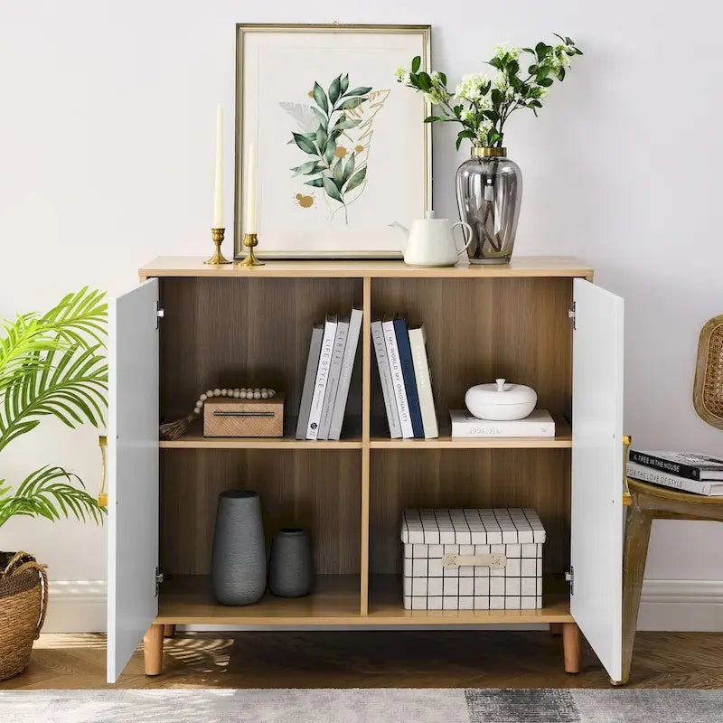 Modern Storage Cabinet with Doors & Adjustable Shelves