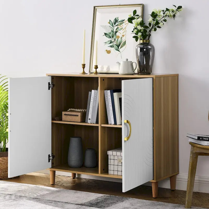 Modern Storage Cabinet with Doors & Adjustable Shelves