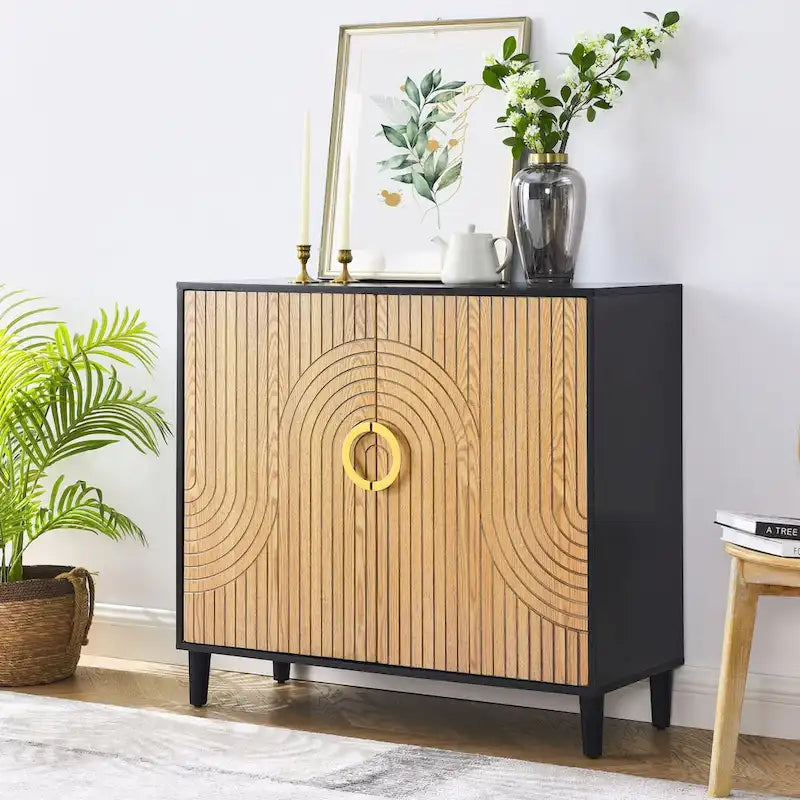 Modern Storage Cabinet with Doors & Adjustable Shelves