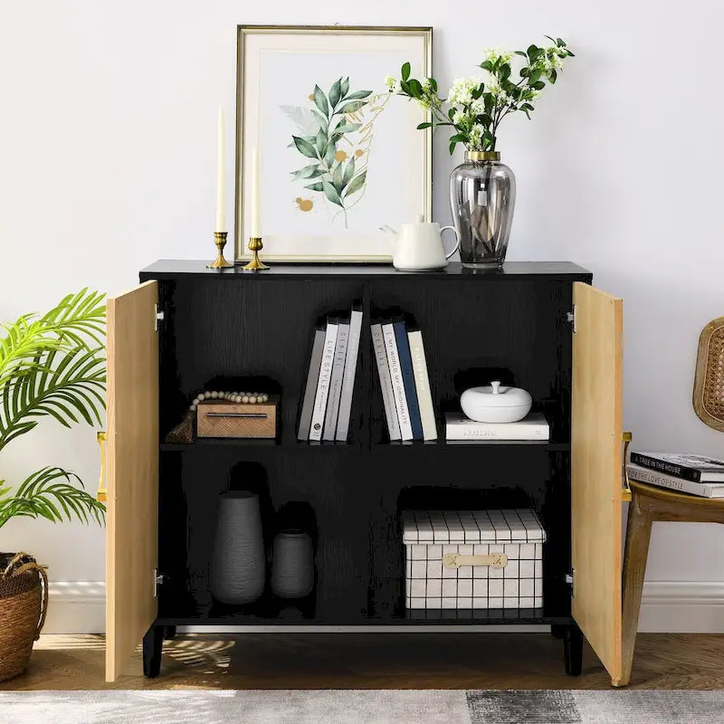 Modern Storage Cabinet with Doors & Adjustable Shelves