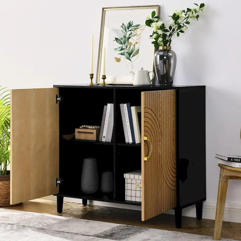 Modern Storage Cabinet with Doors & Adjustable Shelves