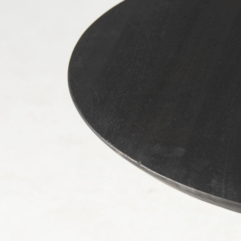 Solid Wood Pedestal Side Table with Metal Rod Detail