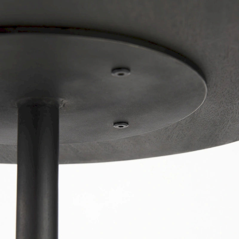 Solid Wood Pedestal Side Table with Metal Rod Detail