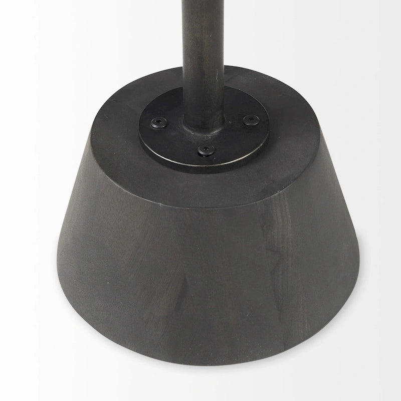Solid Wood Pedestal Side Table with Metal Rod Detail