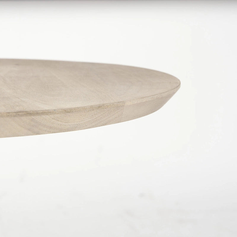 Solid Wood Pedestal Side Table with Metal Rod Detail