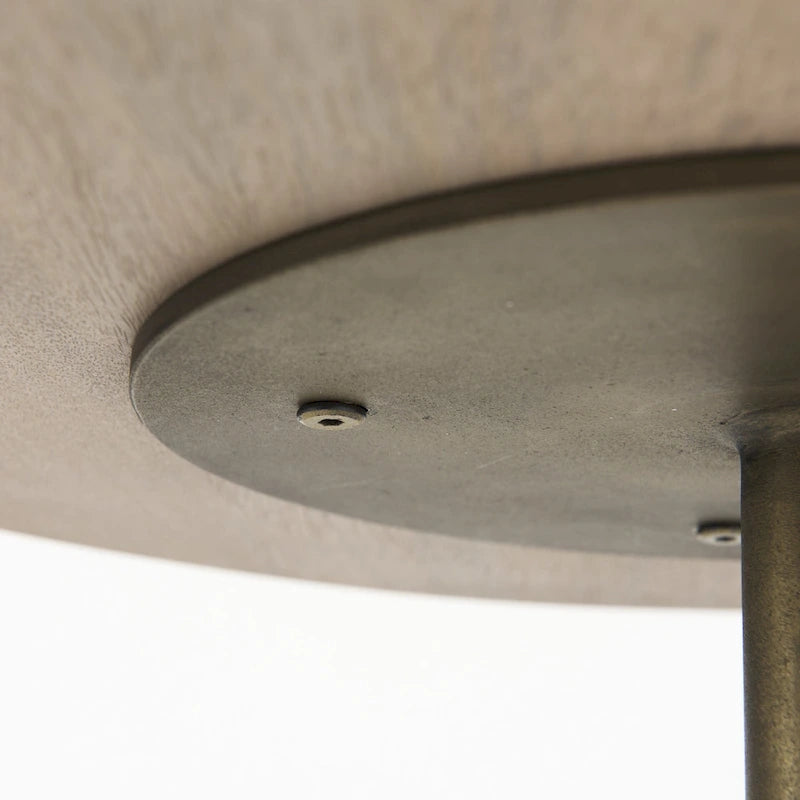 Solid Wood Pedestal Side Table with Metal Rod Detail