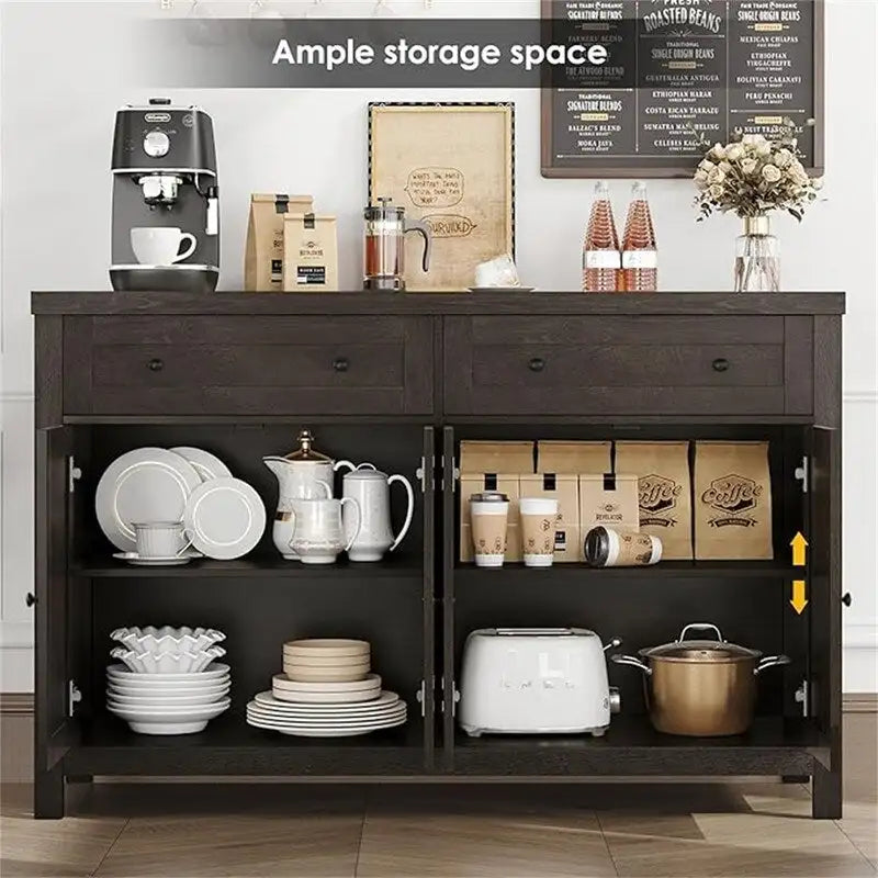 Rustic Barn Door Buffet Sideboard Cabinet with Drawers