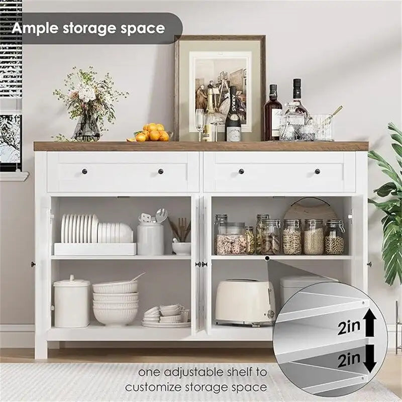 Rustic Barn Door Buffet Sideboard Cabinet with Drawers